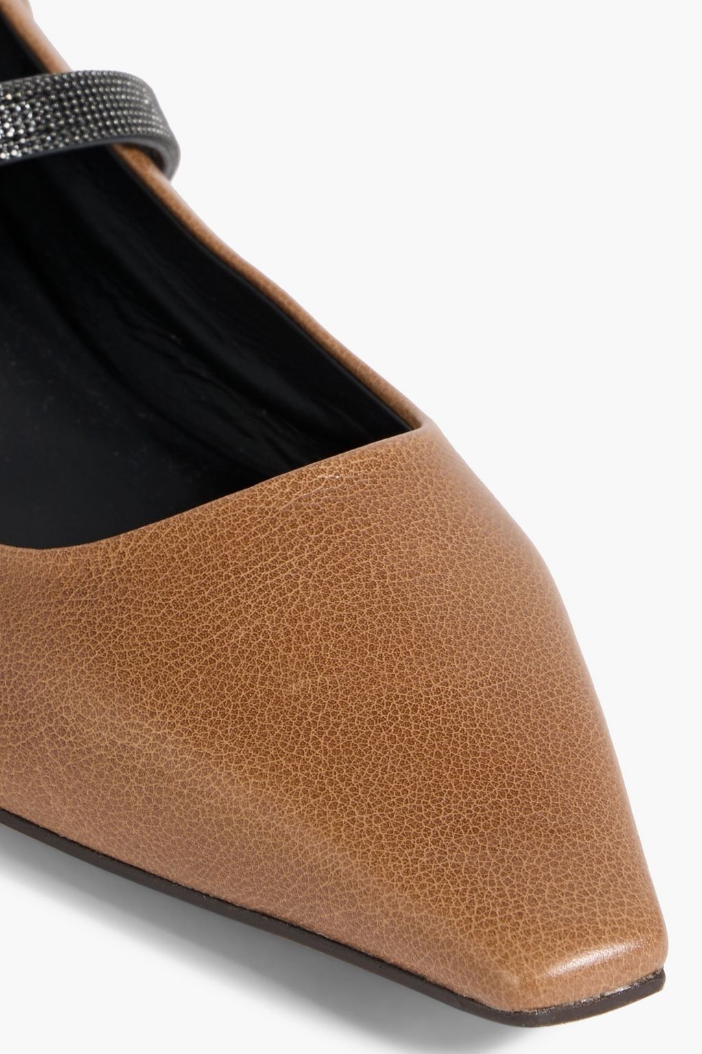BRUNELLO CUCINELLI Bead-embellished leather Mary Jane flats