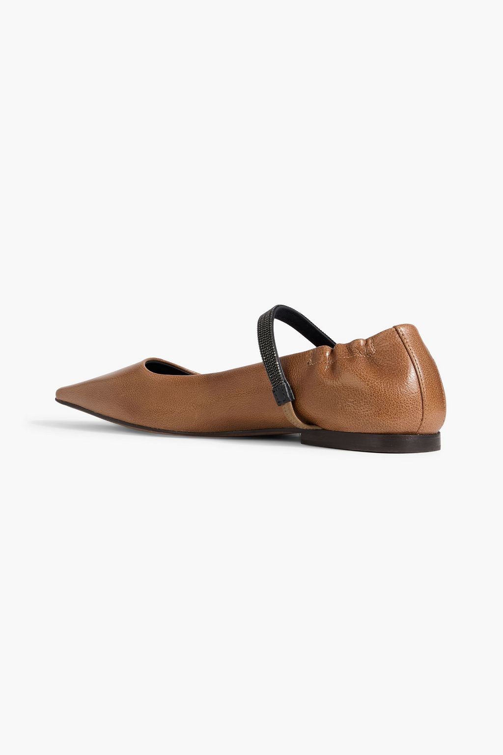 BRUNELLO CUCINELLI Bead-embellished leather Mary Jane flats