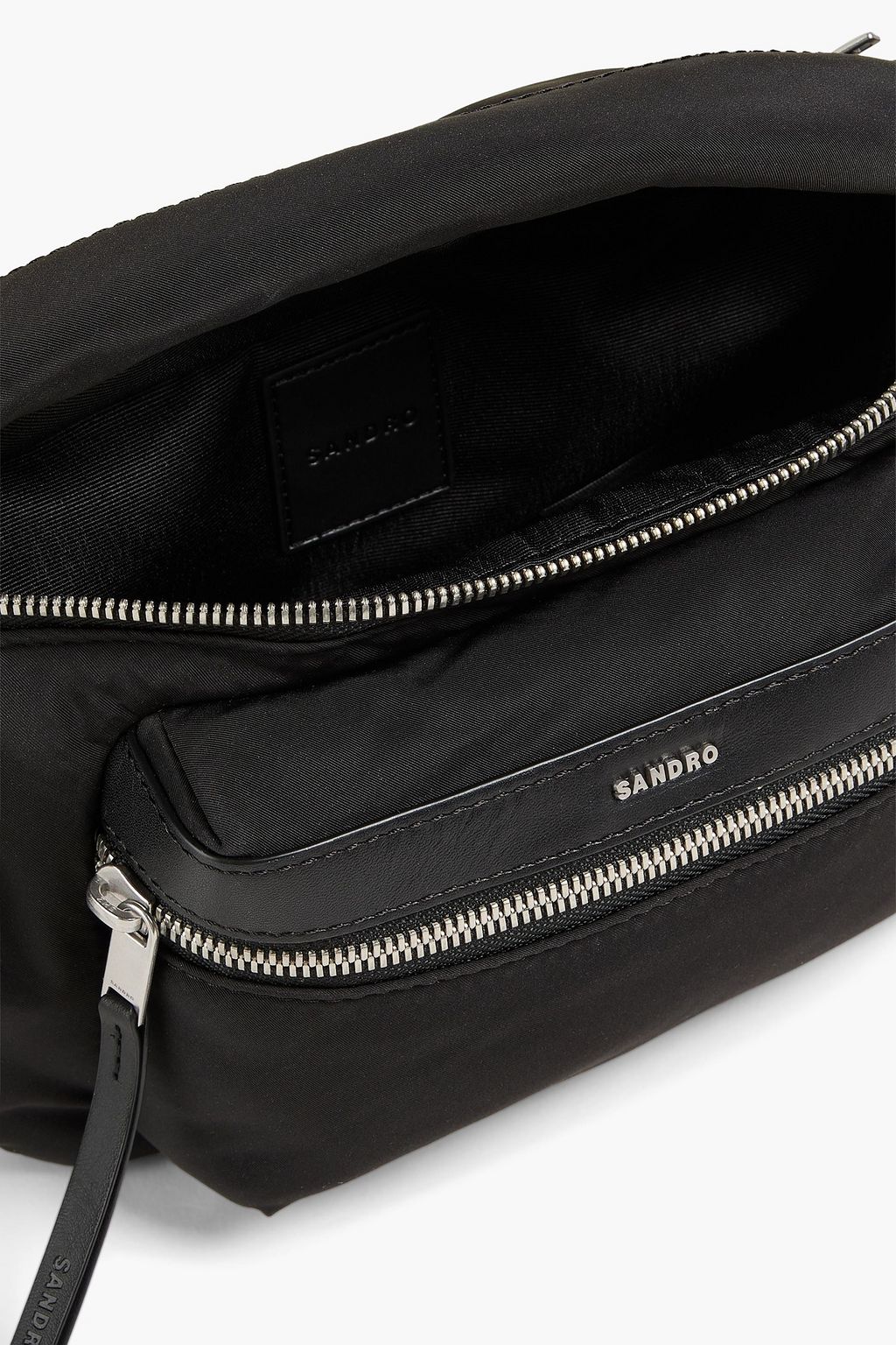 SANDRO Leather-trimmed shell belt bag