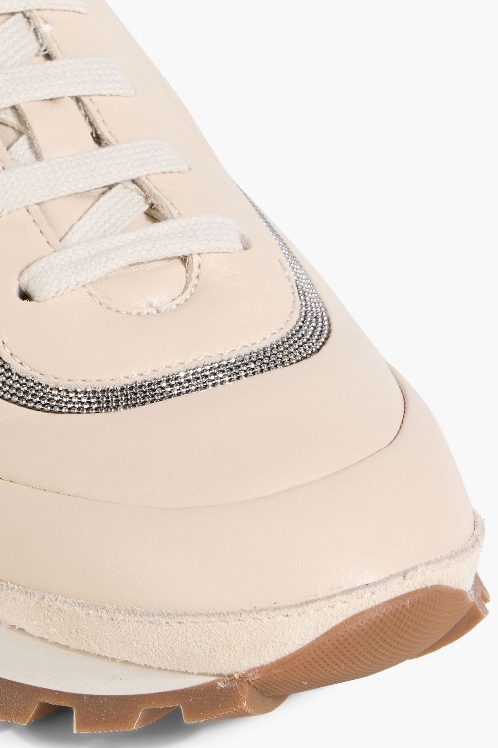 BRUNELLO CUCINELLI Bead-embellished leather sneakers