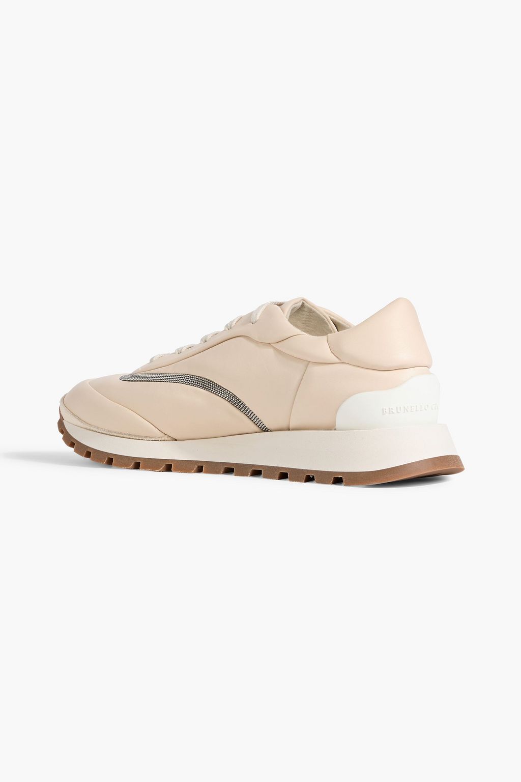 BRUNELLO CUCINELLI Bead-embellished leather sneakers