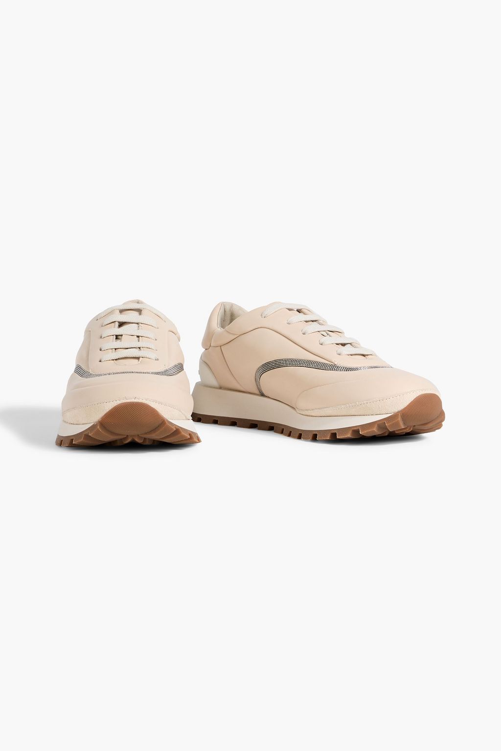 BRUNELLO CUCINELLI Bead-embellished leather sneakers
