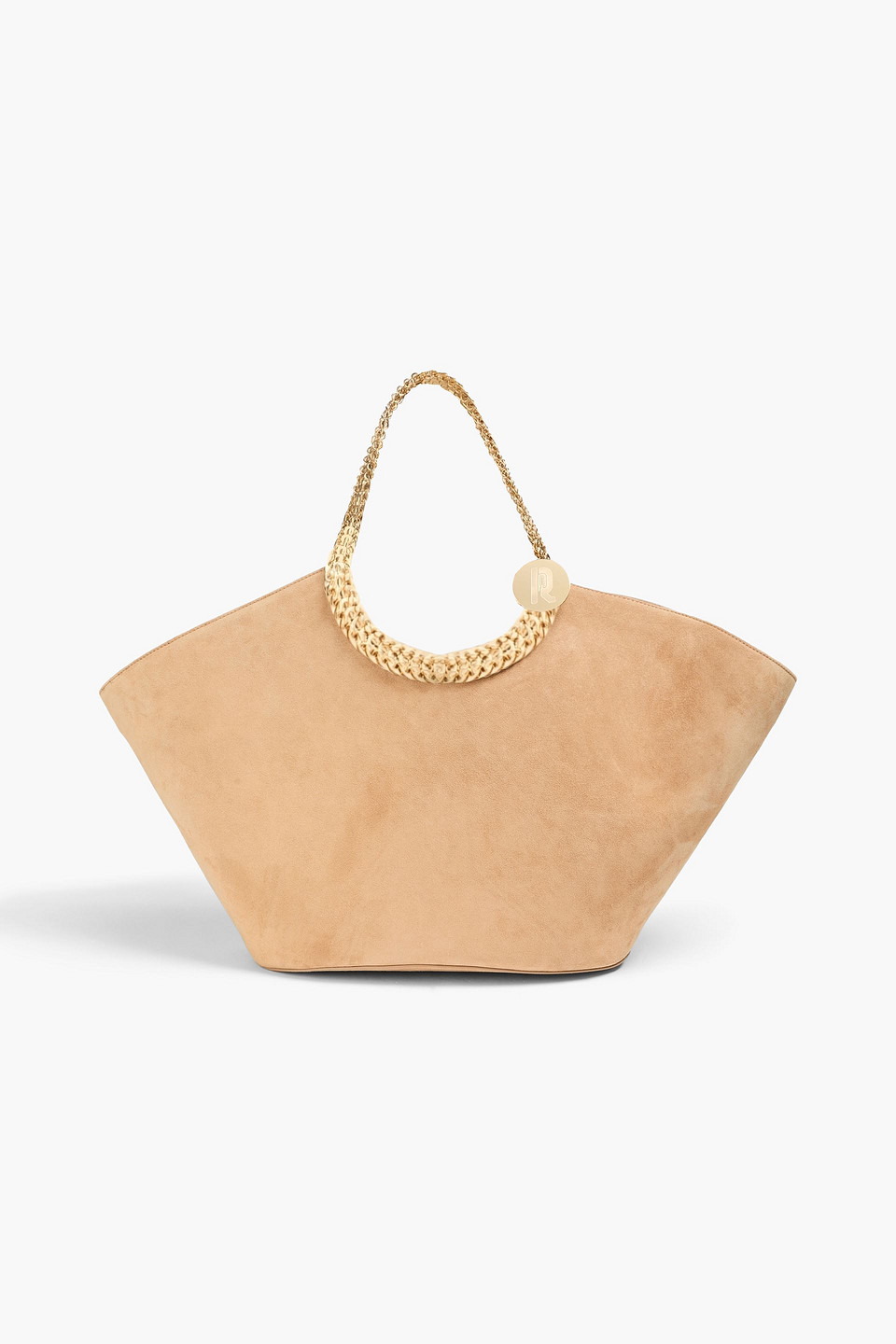 rabanne - cabas disc-link embellished suede tote - neutral - onesize