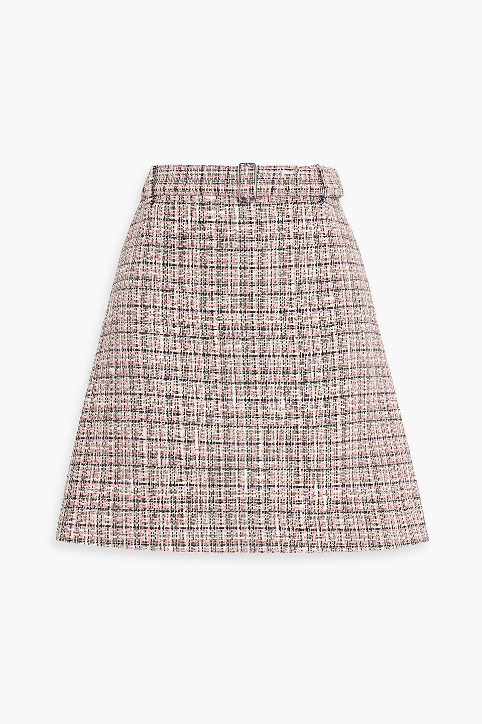 Theory Belted Cotton-blend Tweed Mini Skirt In Multi