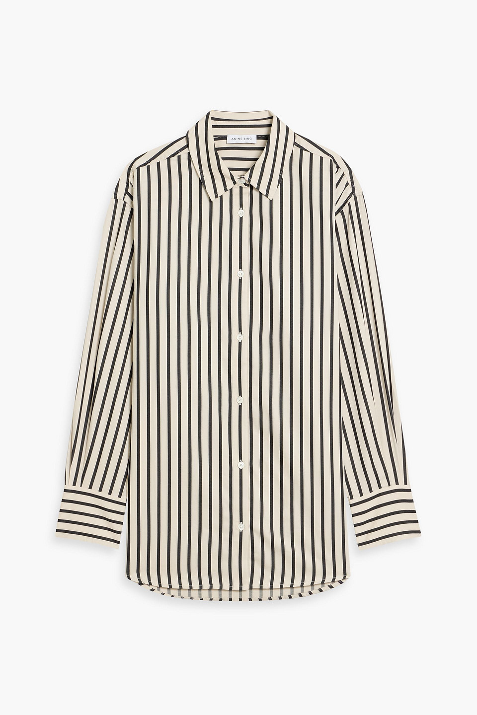 Anine Bing Plaza Striped Cotton Shirt In Sand