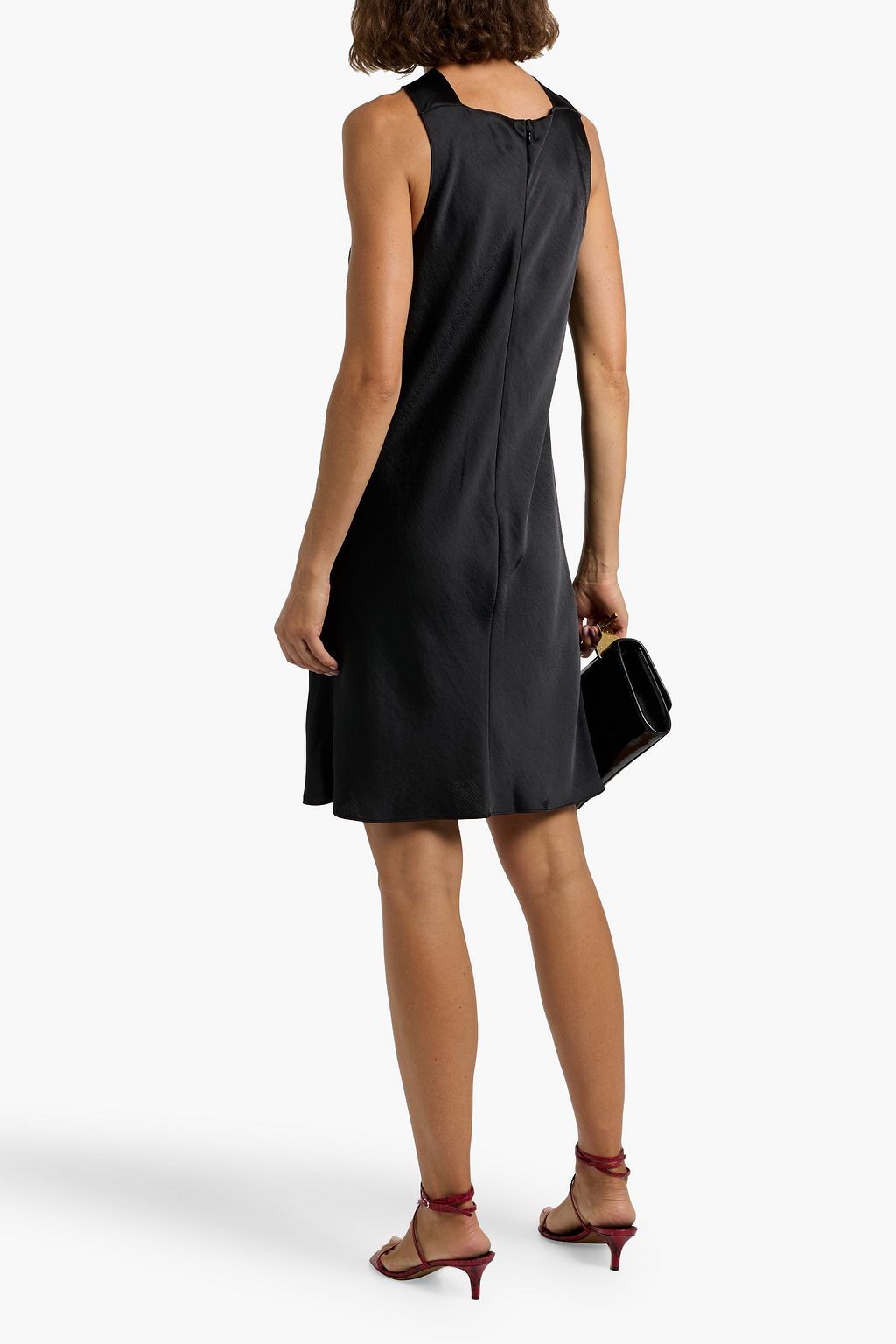 THEORY Twisted satin-crepe mini dress