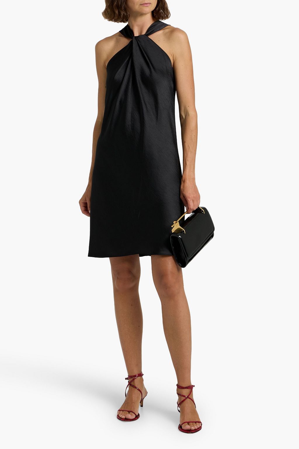 THEORY Twisted satin-crepe mini dress