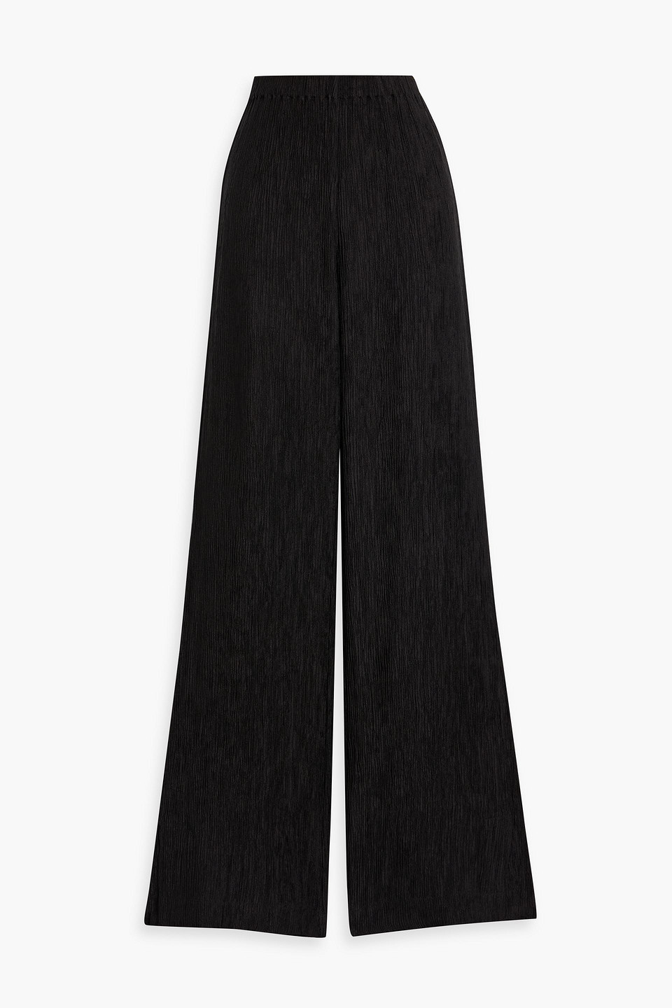 Anine Bing Aden Plissé Lyocell-blend Wide-leg Pants In Black