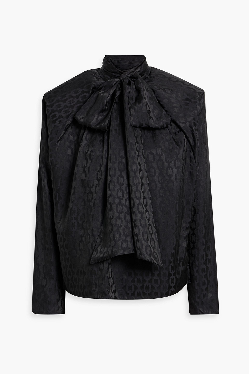 Anine Bing Rachel Pussy-bow Satin-jacquard Blouse In Black