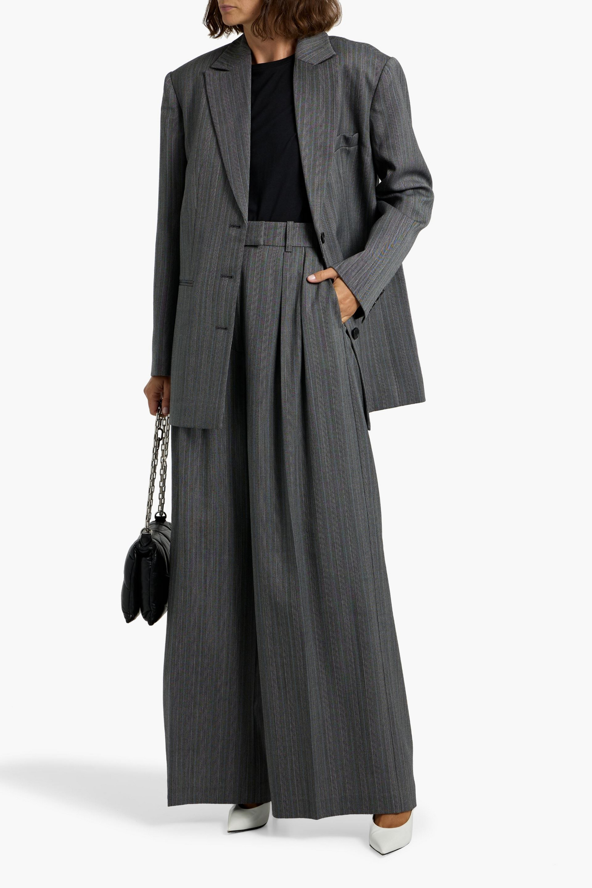 ANINE BING Declan striped wool-blend jacquard blazer