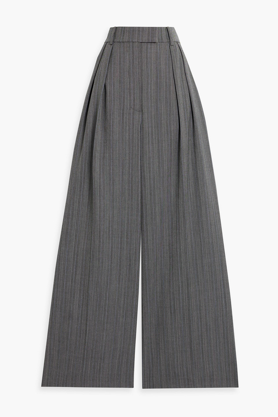 Anine Bing Lou Striped Wool-blend Jacquard Wide-leg Pants In Gray
