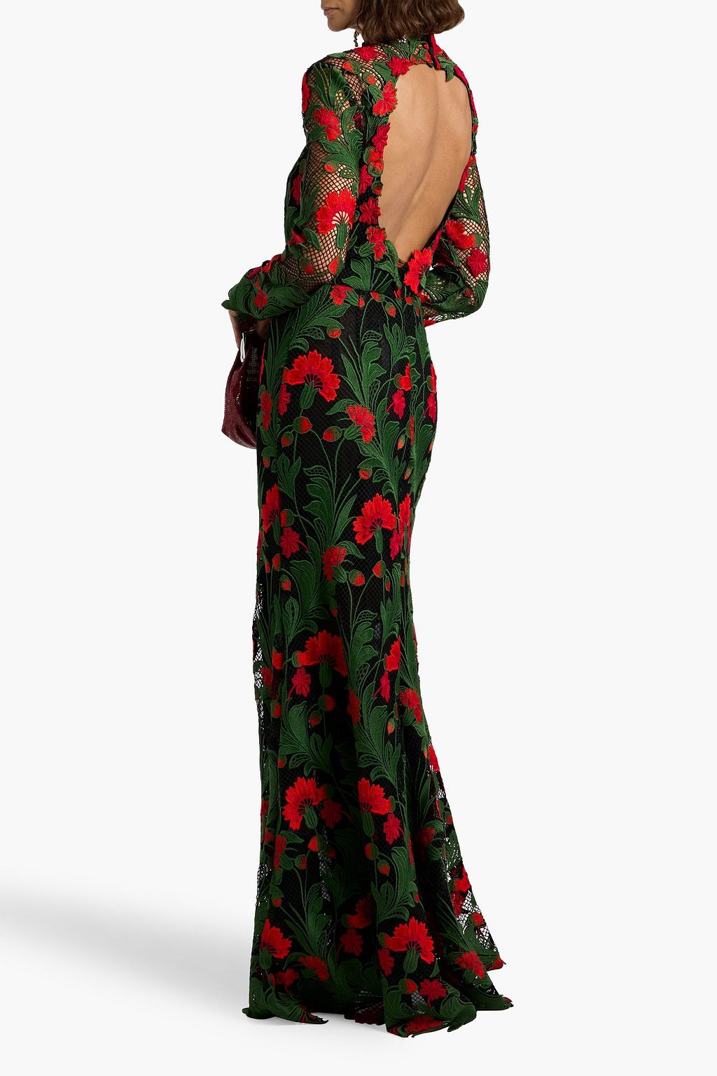 OSCAR DE LA RENTA Open-back guipure lace gown