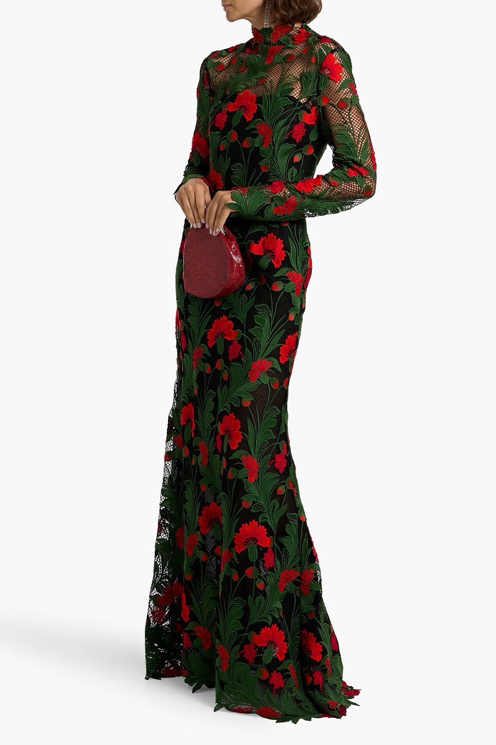 OSCAR DE LA RENTA Open-back guipure lace gown