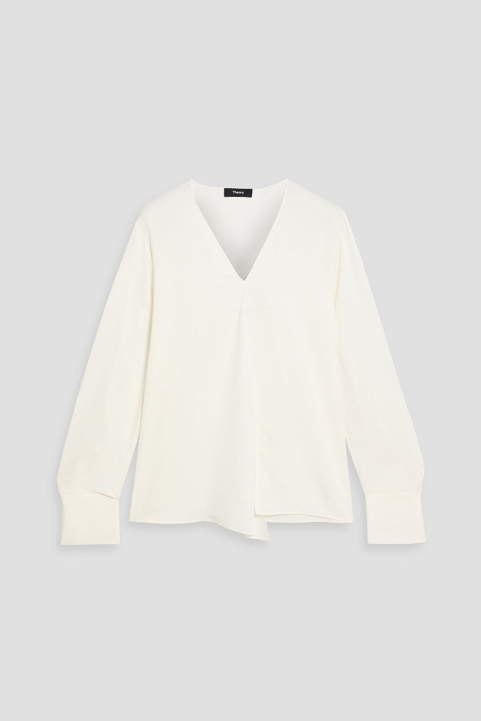 Theory Draped Silk Crepe De Chine Blouse