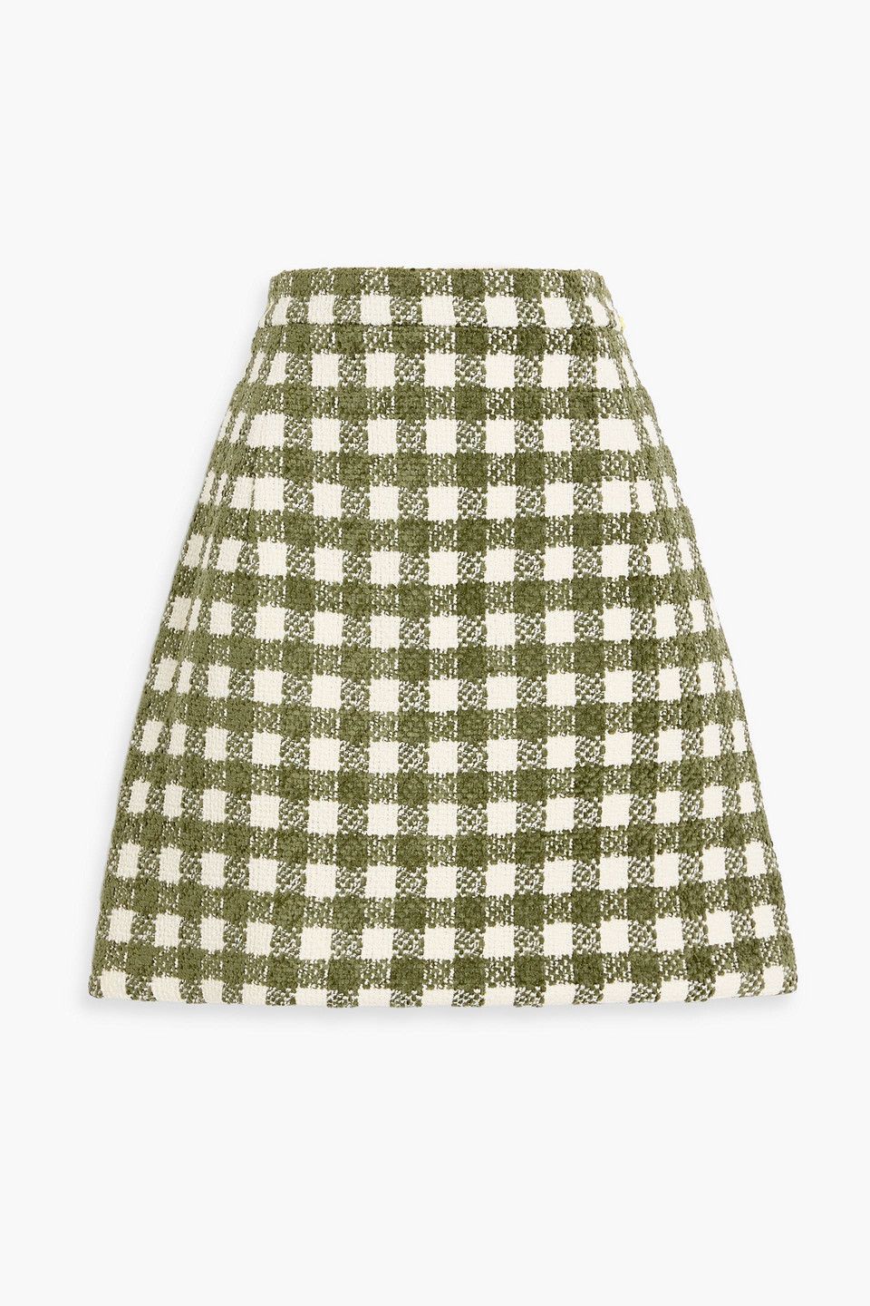 Oscar De La Renta Checked Tweed Mini Skirt In Green