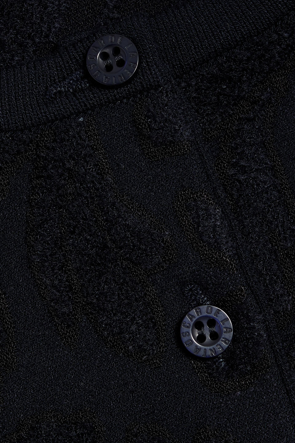 Oscar De La Renta Cropped Jacquard-knit Cardigan In Blue