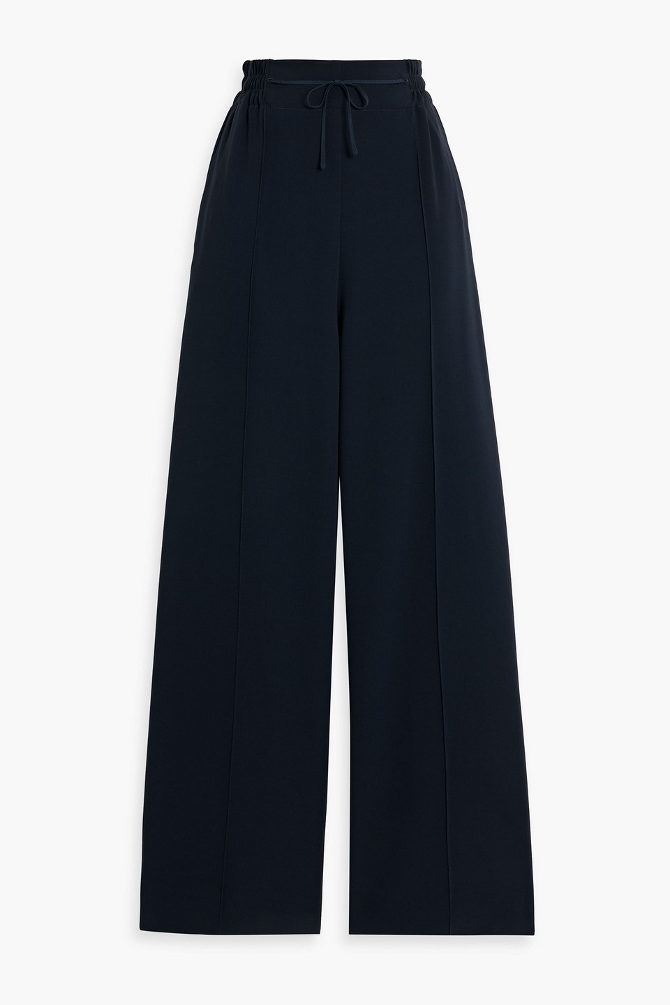 Oscar De La Renta Stretch-silk Wide-leg Pants In Navy