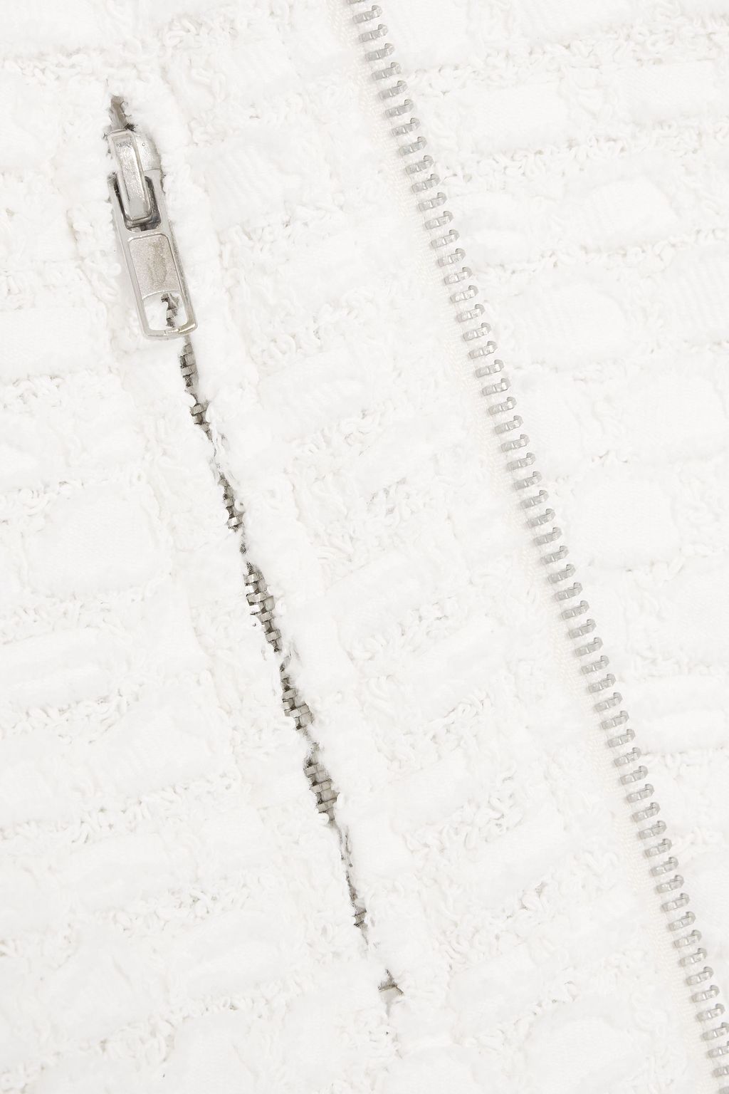 OSCAR DE LA RENTA Frayed cotton-blend tweed biker jacket