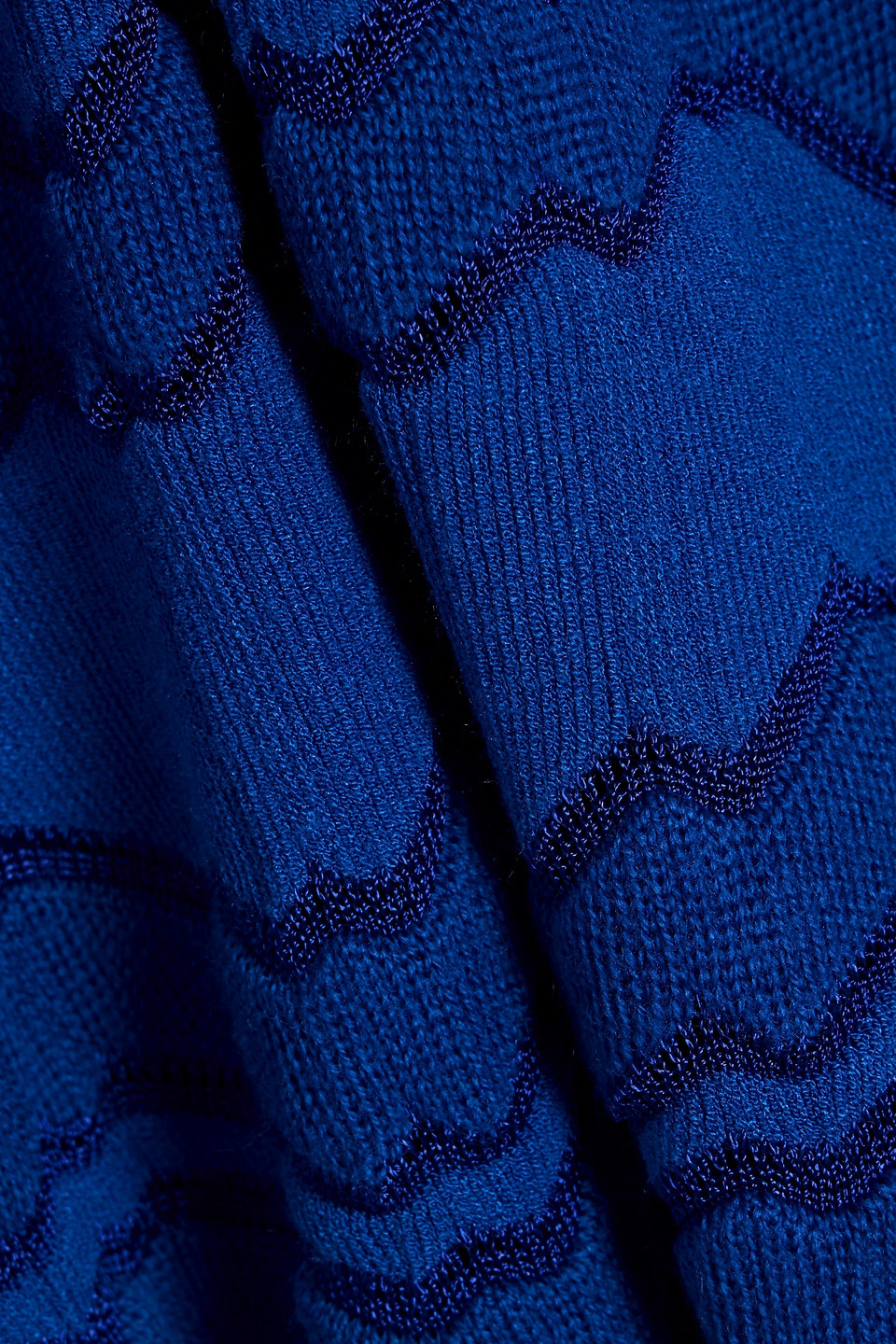 Missoni Viscose And Wool Turtleneck With Tone-on-tone Zigzag In Blue