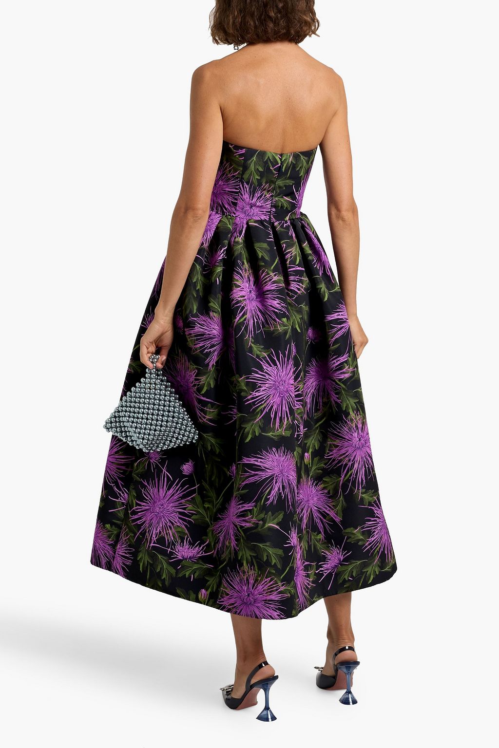 OSCAR DE LA RENTA Strapless floral-print faille gown
