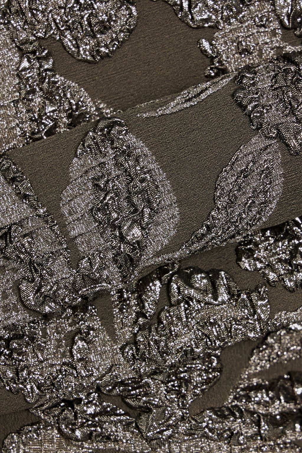 OSCAR DE LA RENTA Off-the-shoulder metallic brocade midi dress