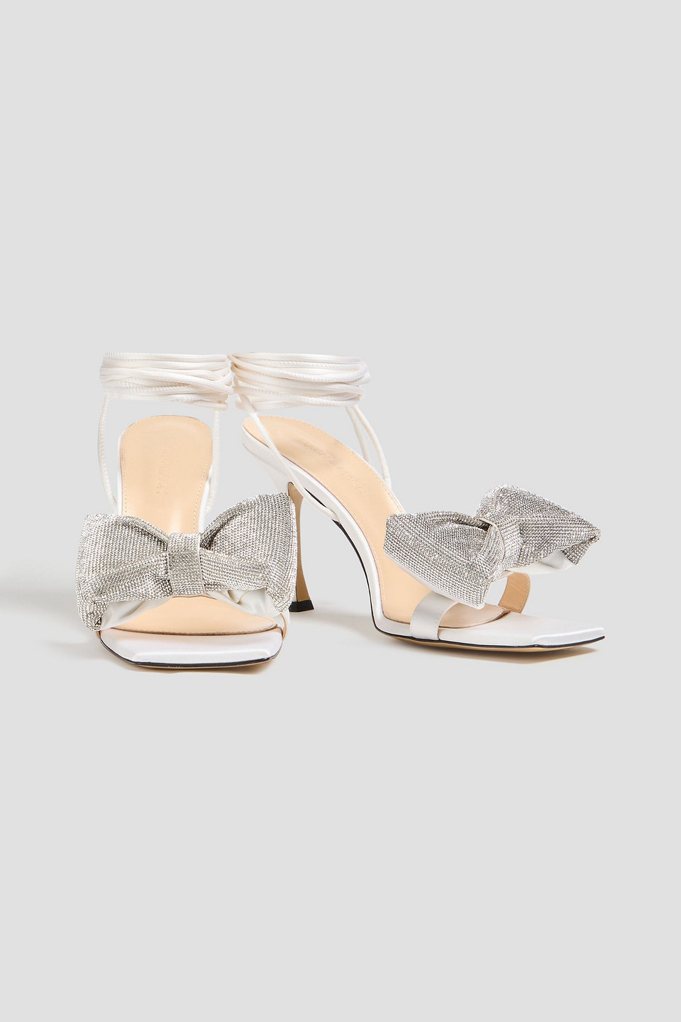 MACH&MACH NICOLE CRYSTAL-EMBELLISHED SATIN SANDALS