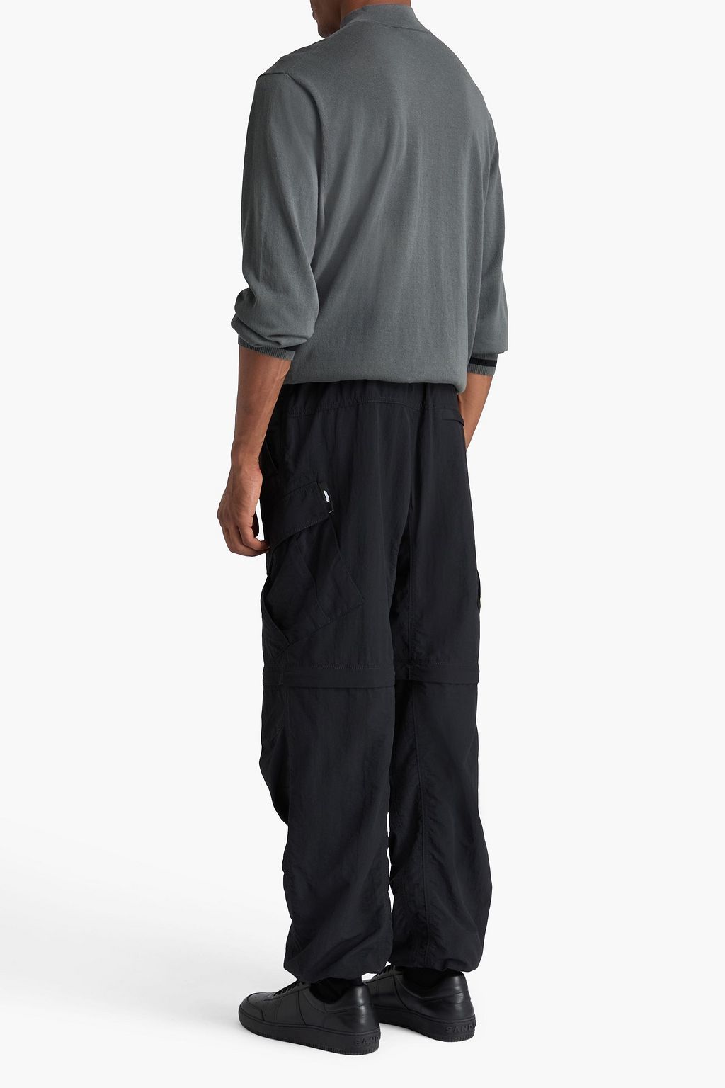 JAMES PERSE Striped cotton-blend zip-up cardigan