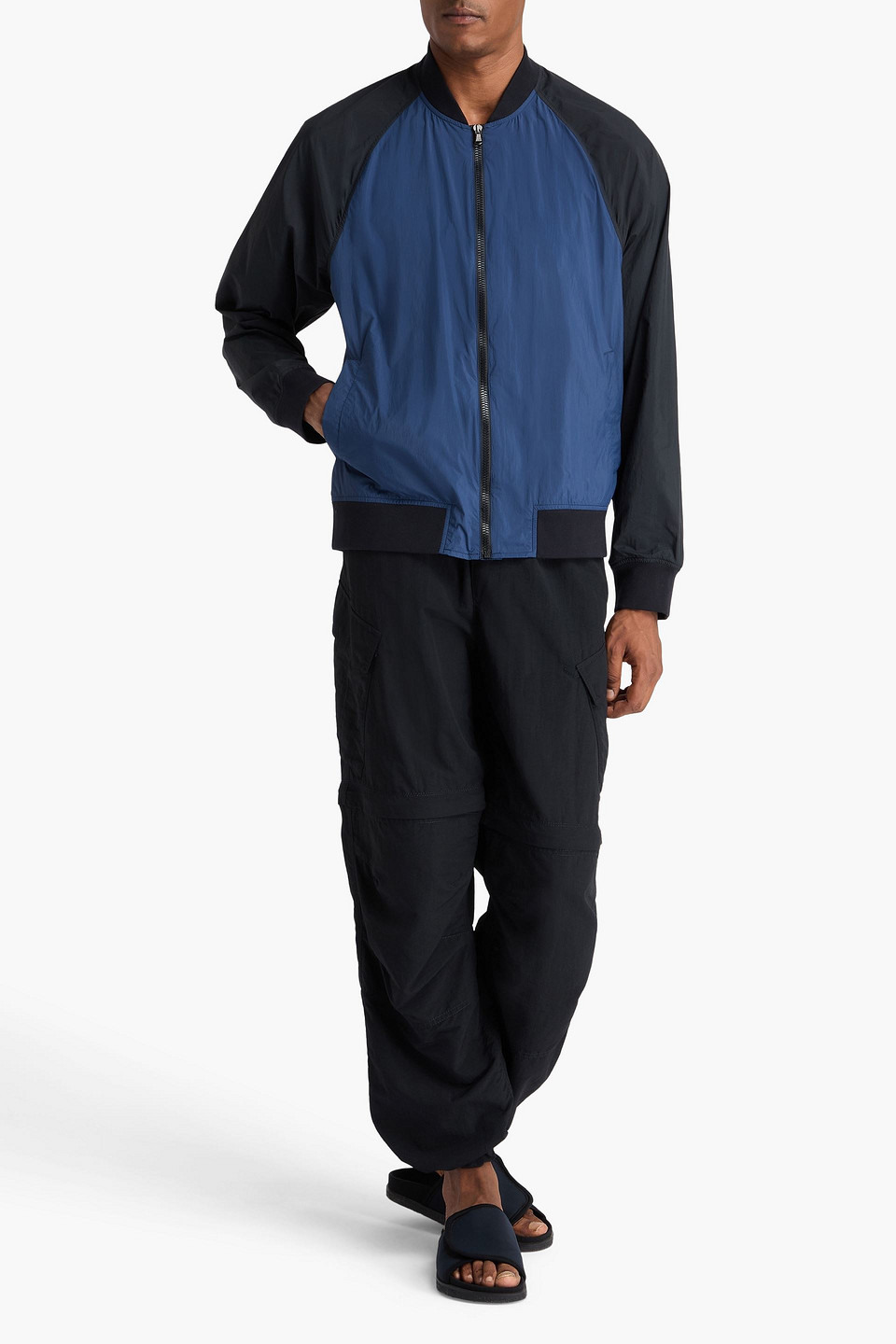  James Perse - Two-tone Shell Bomber Jacket - Blue - 0 