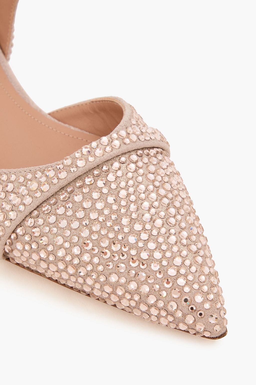 MALONE SOULIERS Uma crystal-embellished suede point-toe flats