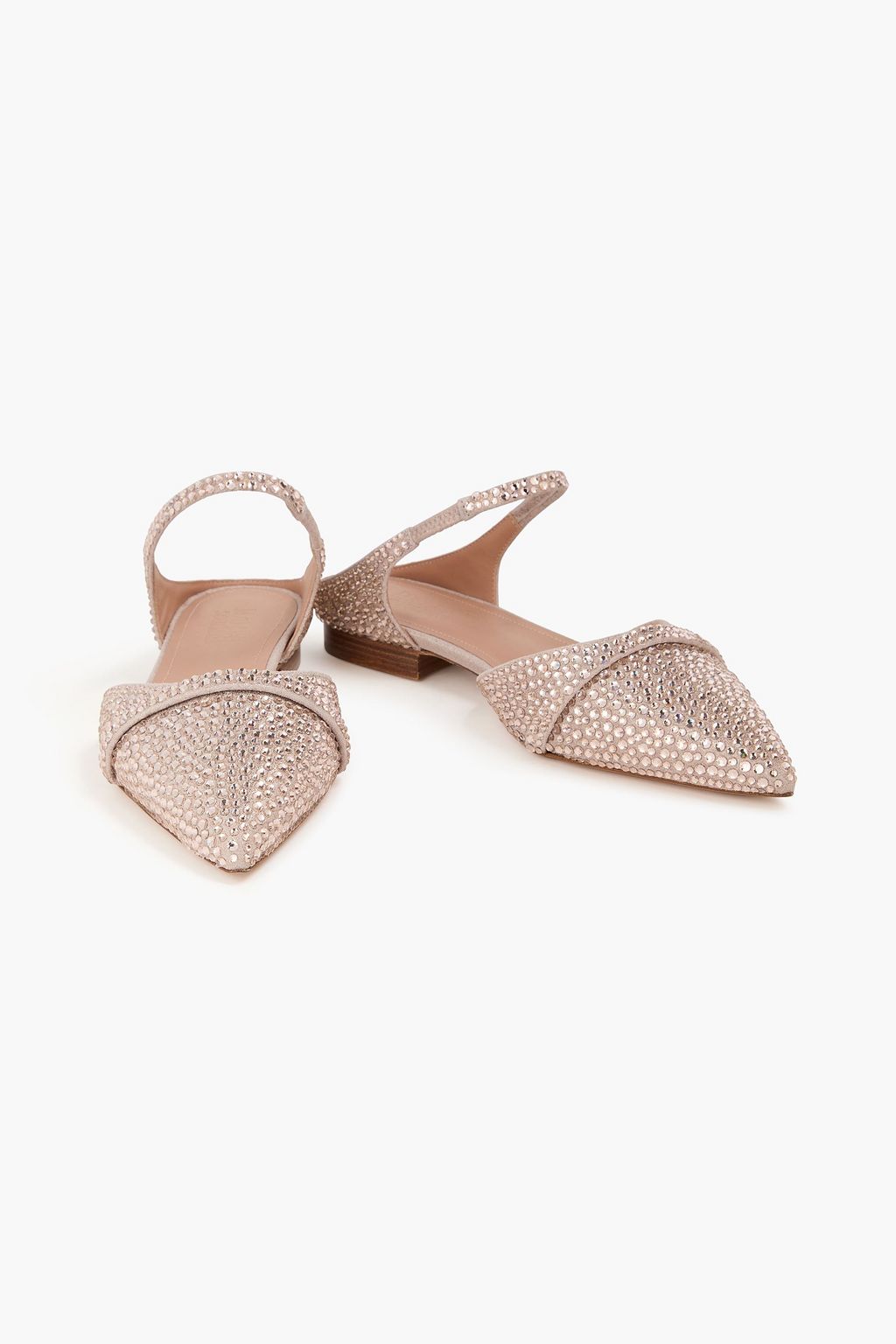 MALONE SOULIERS Uma crystal-embellished suede point-toe flats