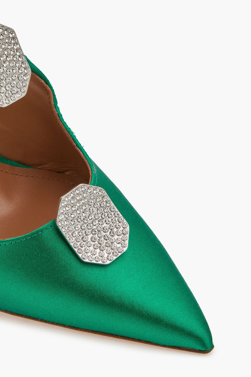 MALONE SOULIERS Tina 70 crystal-embellished satin mules