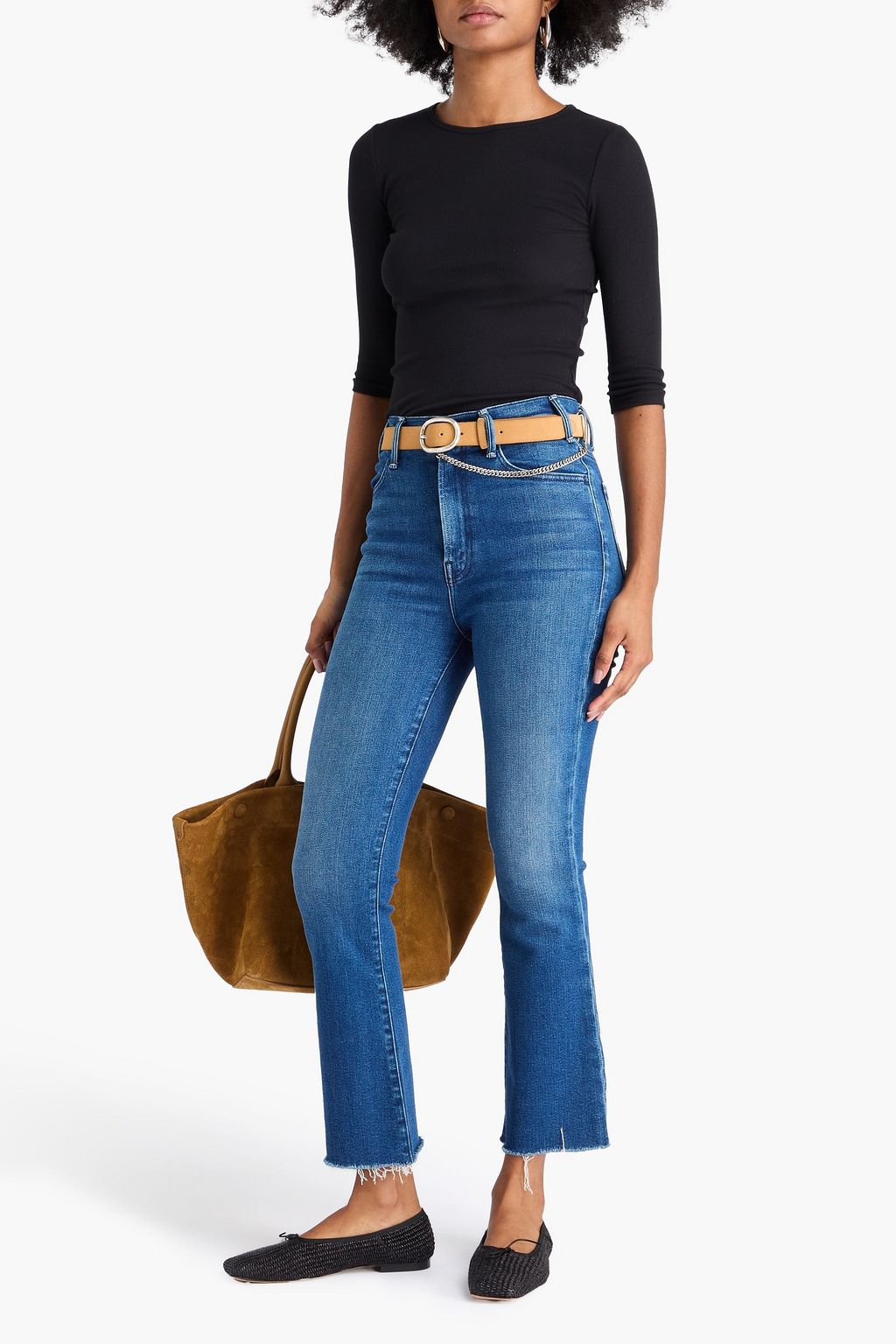 MOTHER Hustler faded high-rise flared jeans
