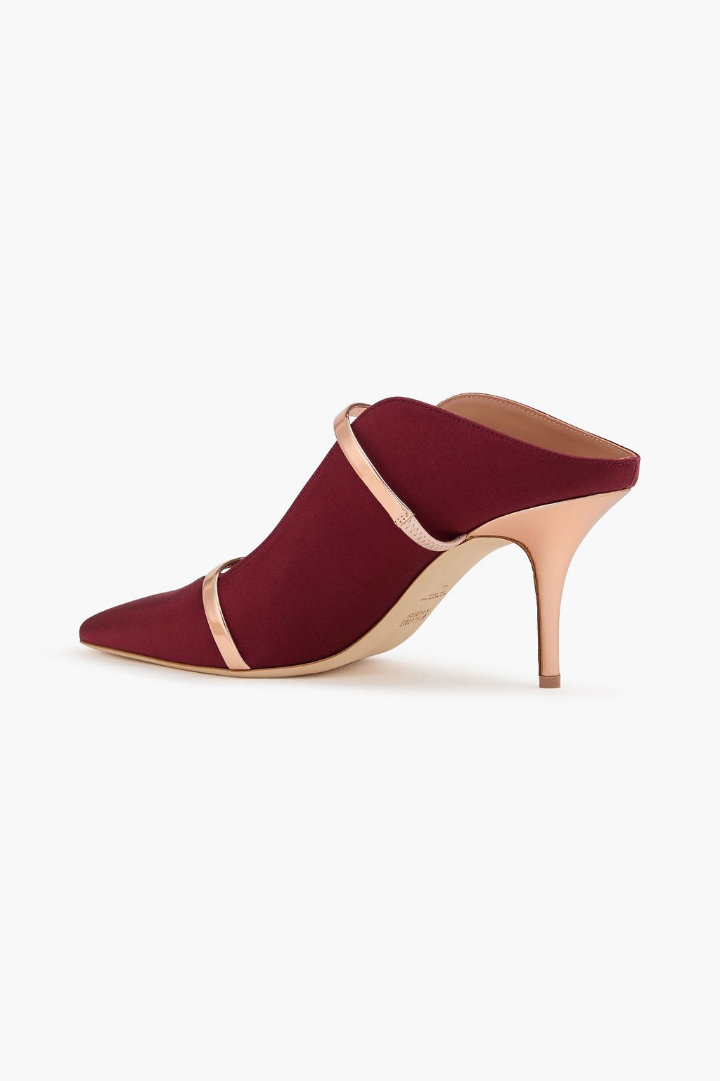 MALONE SOULIERS Maureen mirrored leather-trimmed satin mules