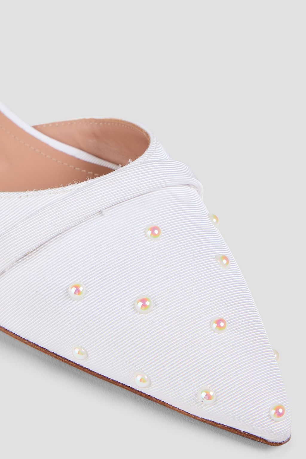 MALONE SOULIERS Bead-embellished grosgrain slippers