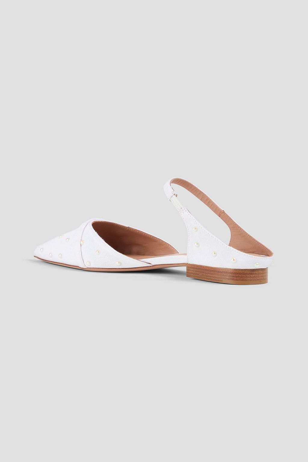 MALONE SOULIERS Bead-embellished grosgrain slippers