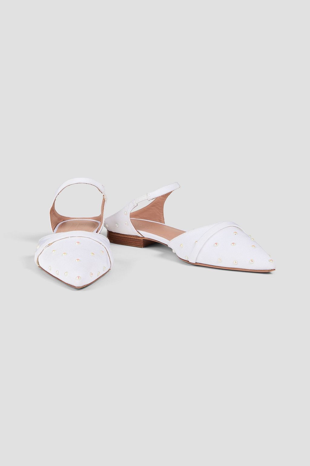 MALONE SOULIERS Bead-embellished grosgrain slippers
