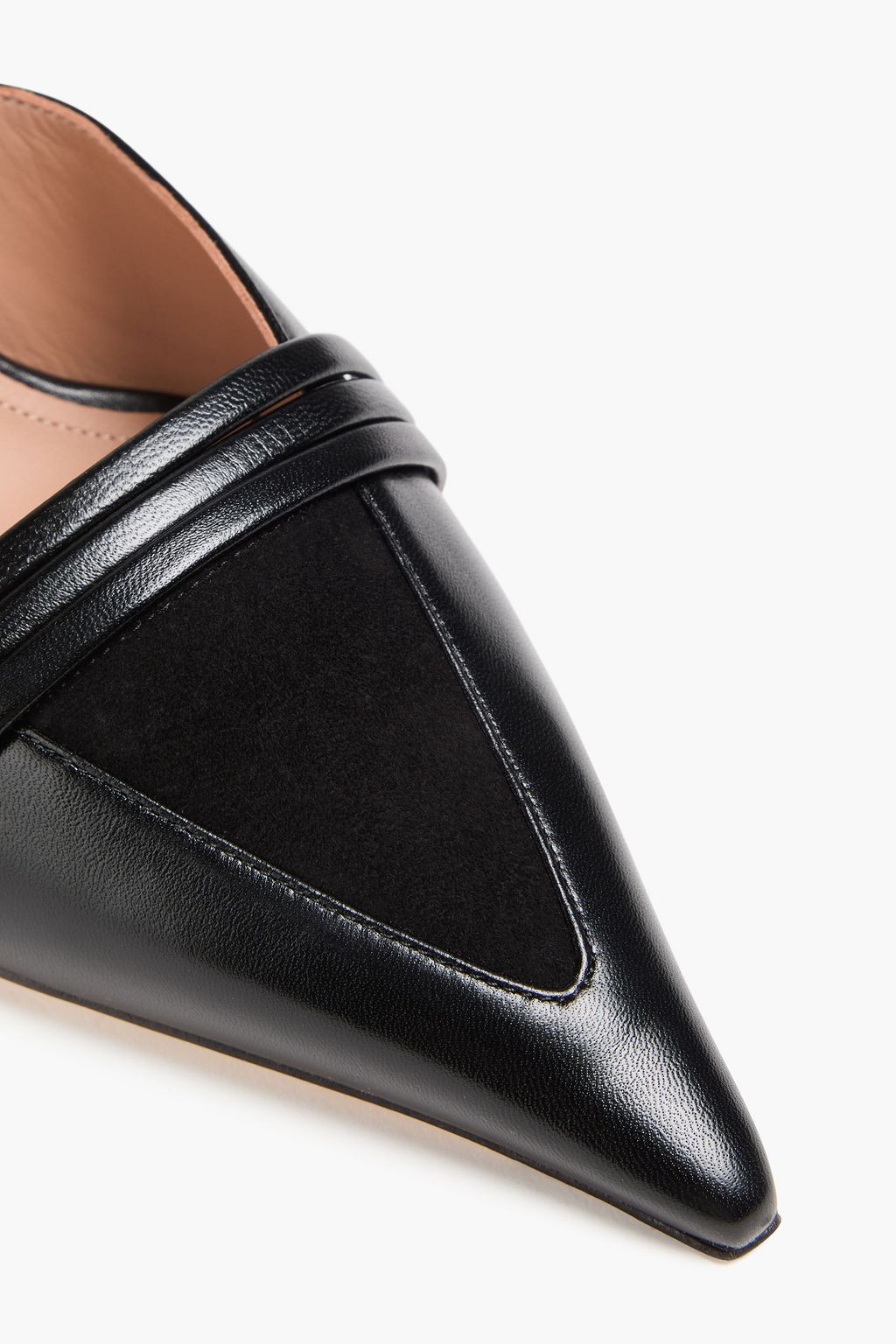 MALONE SOULIERS Taron 70 suede-trimmed leather mules
