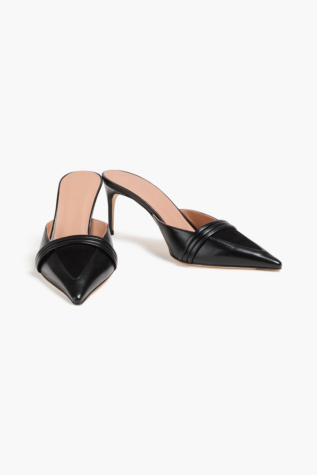 MALONE SOULIERS Taron 70 suede-trimmed leather mules
