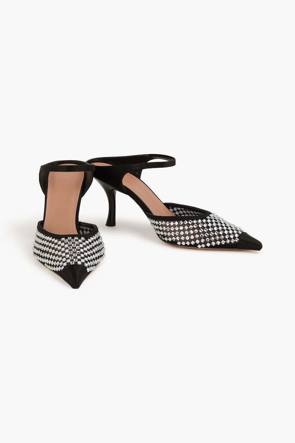 MALONE SOULIERS Vega 70 crystal-embellished mesh mules