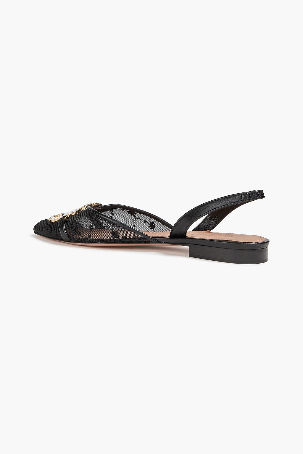 MALONE SOULIERS Misha embellished mesh slingback point-toe flats