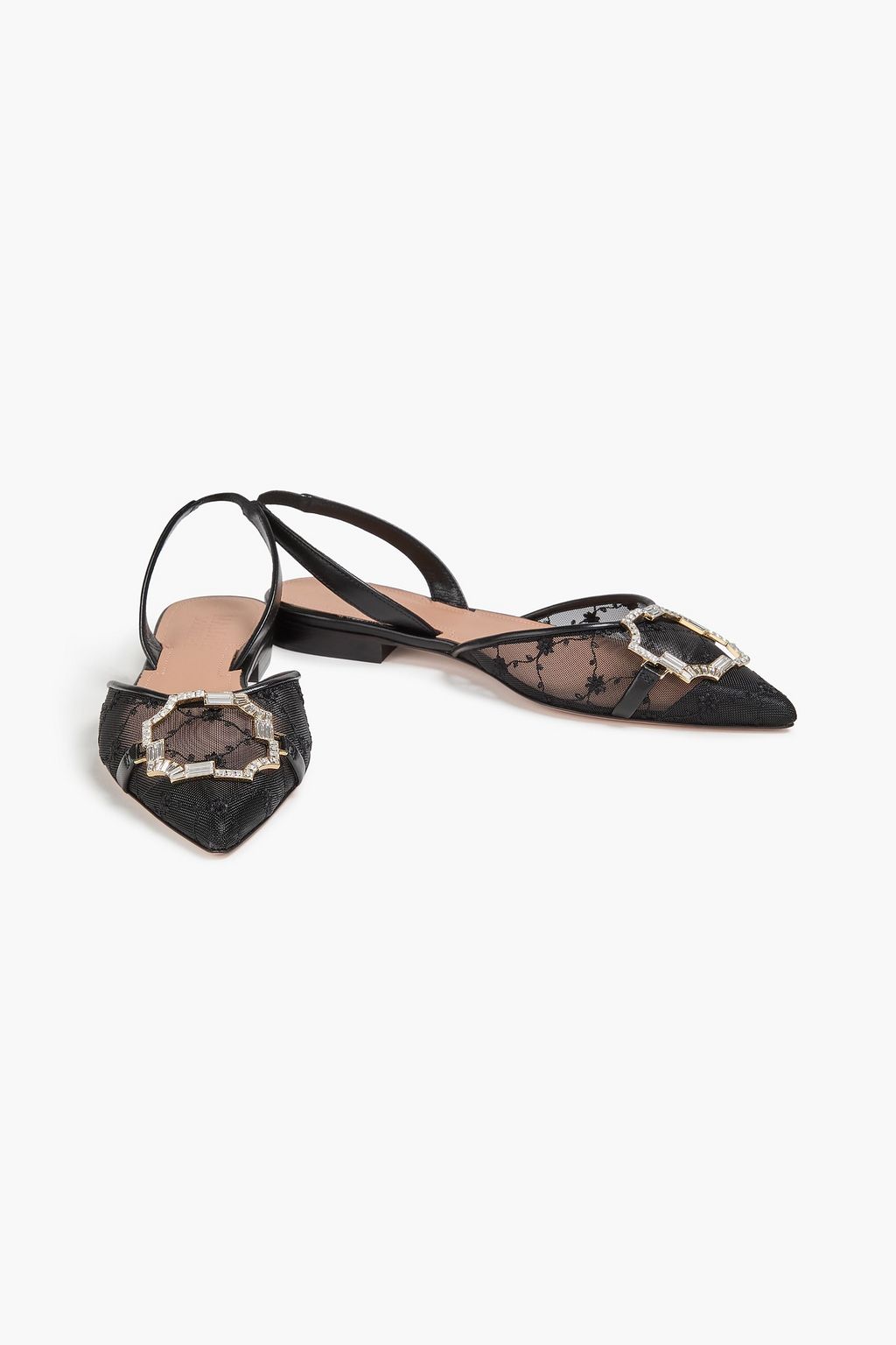MALONE SOULIERS Misha embellished mesh slingback point-toe flats