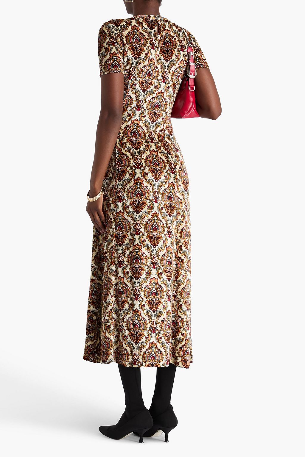 RABANNE Paisley-print chenille midi dress