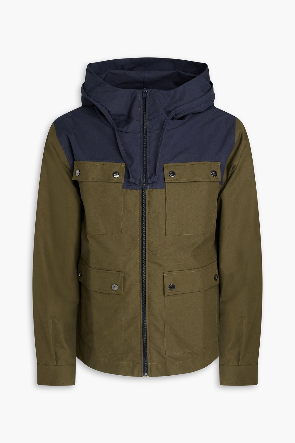 We Norwegians Lyngen Two-tone Canvas Hooded Jacket In Green