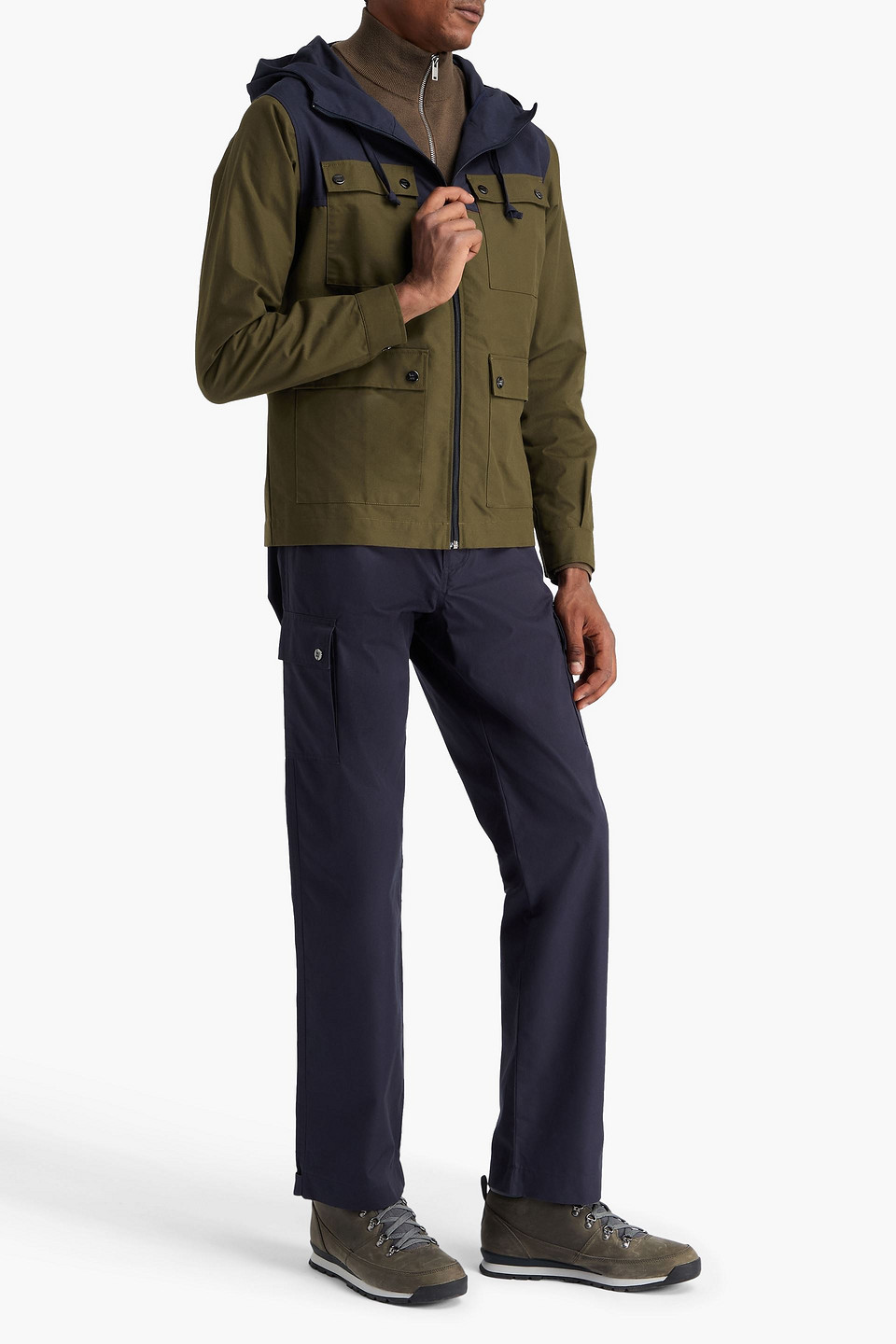 We Norwegians Lyngen Two-tone Canvas Hooded Jacket In Green