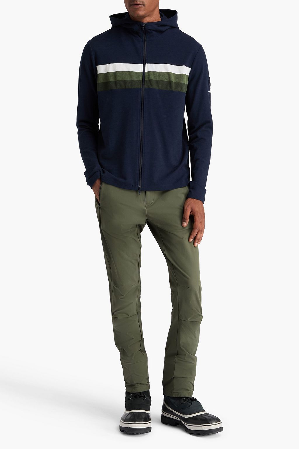 WE NORWEGIANS Striped wool-blend zip-up hoodie