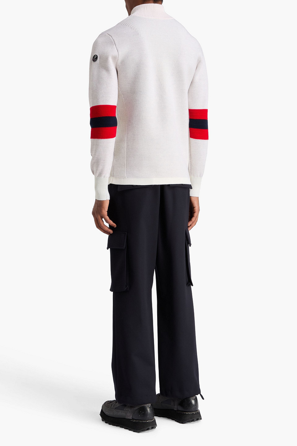 We Norwegians Hafjell Striped Merino Wool Half-zip Sweater In White