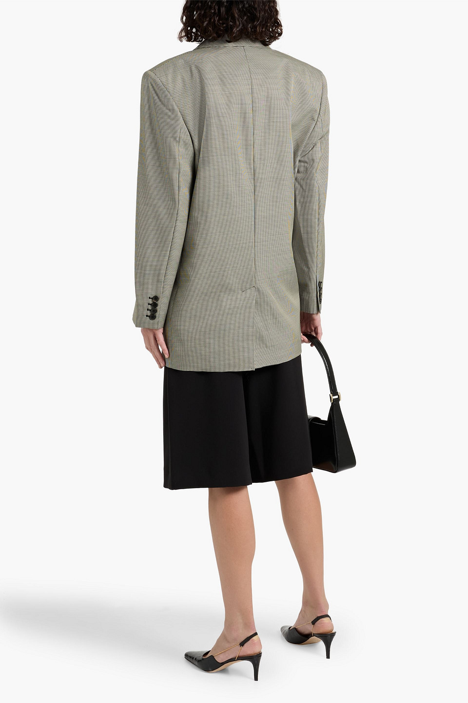 Anine Bing Houndstooth Wool-blend Blazer In Gray