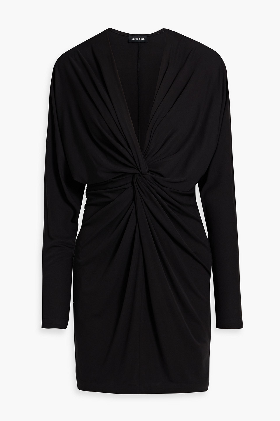 Anine Bing Mathilde Twisted Stretch-jersey Mini Dress In Black