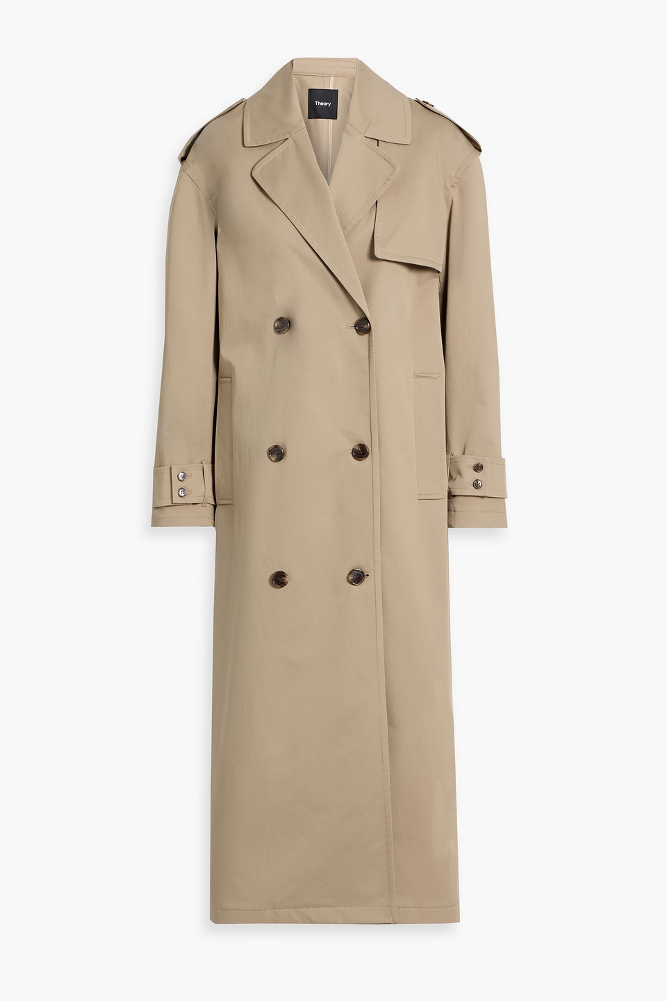 Theory Cotton-blend Gabardine Trench Coat In Green
