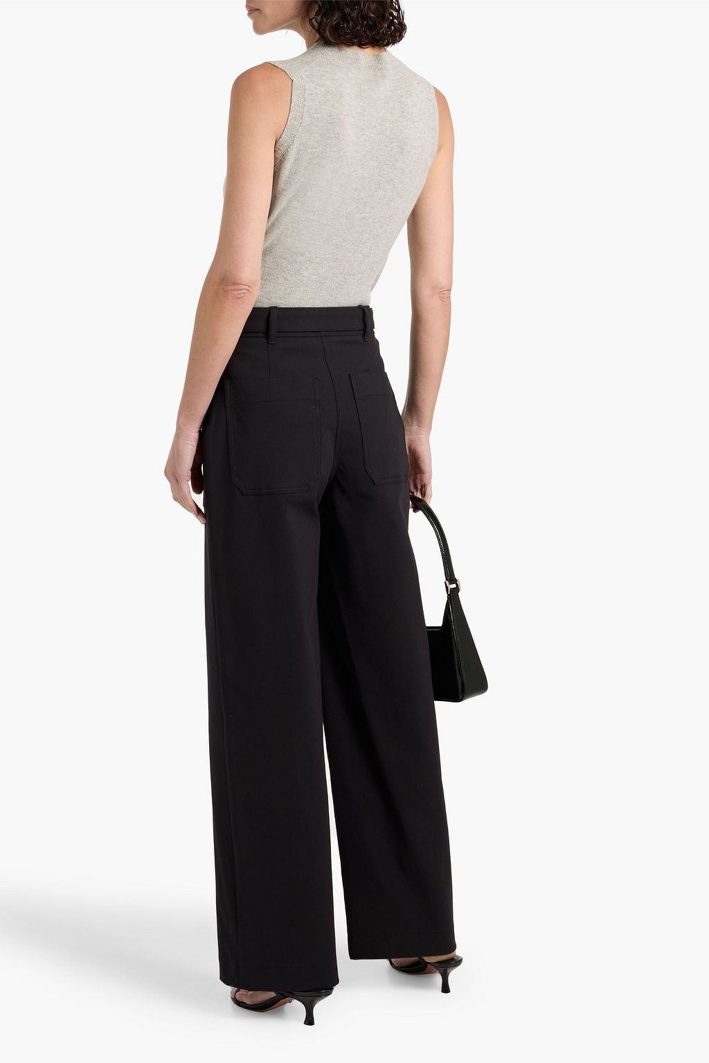 THEORY Belted cotton-blend twill straight-leg pants